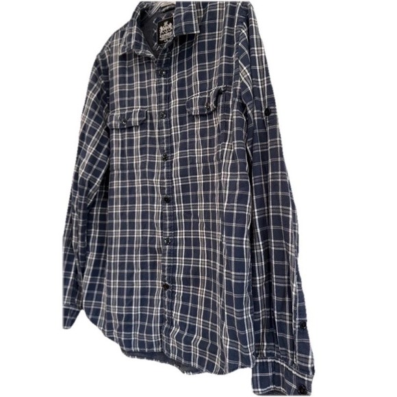 EXPRESS Men's Blue Plaid Long Sleeve Button Up Shirt Lined Sz Large 100% Cotton - Picture 4 of 9